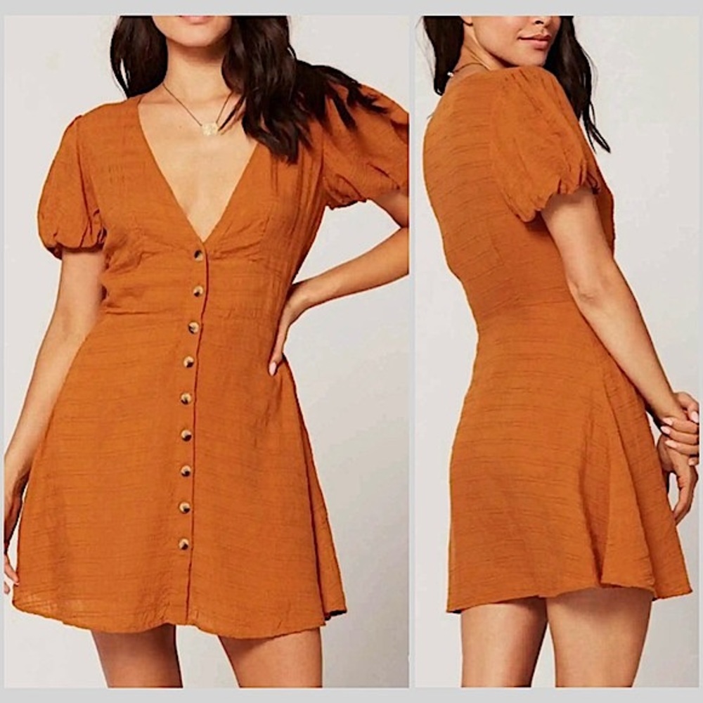 L*Space Sabrina Button Down Mini Dress in Hazelnut Size M New with Tags‎